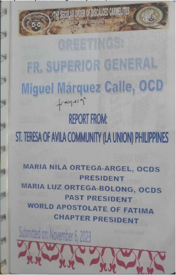 Visit of Superior Gen. Miguel Marquez Calle, OCD